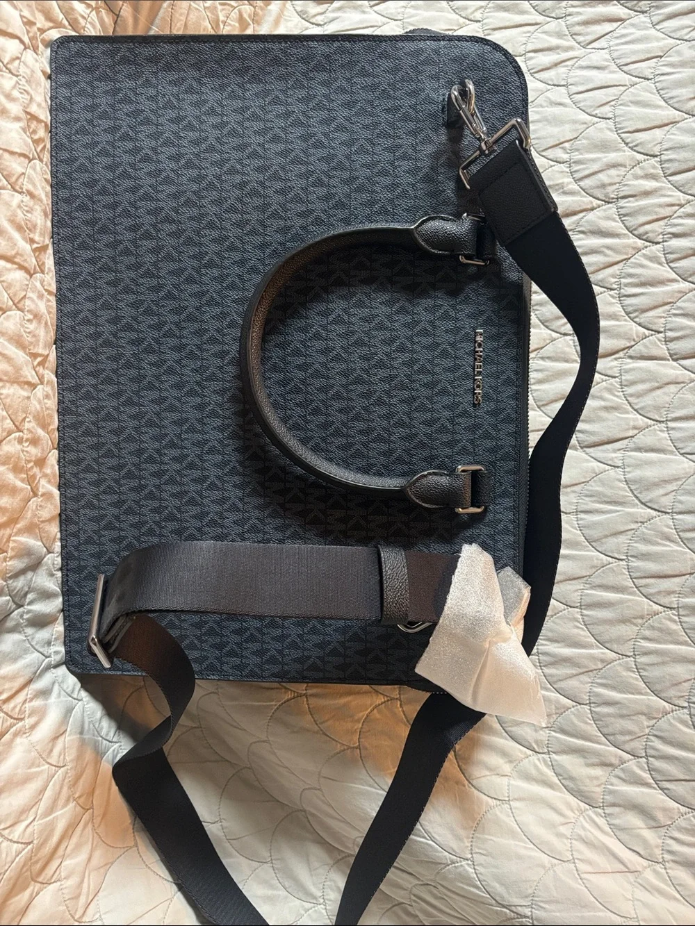Michael Kors Blue MK Logo Laptop Briefcase